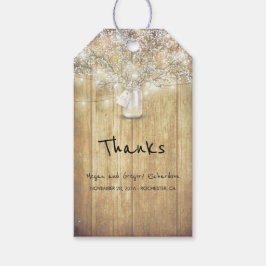 Rustic Wood Gipskraut Mason Jar Barn Wedding Geschenkanhänger