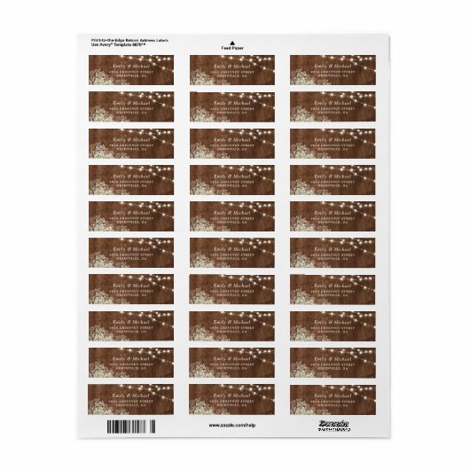 Rustic Wood Gipskraut String Lights Address (Vorne)