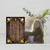 Rustic Wood Girl Foto Erste Heilige Kommune - Gold Folieneinladung (Stehend vorne)