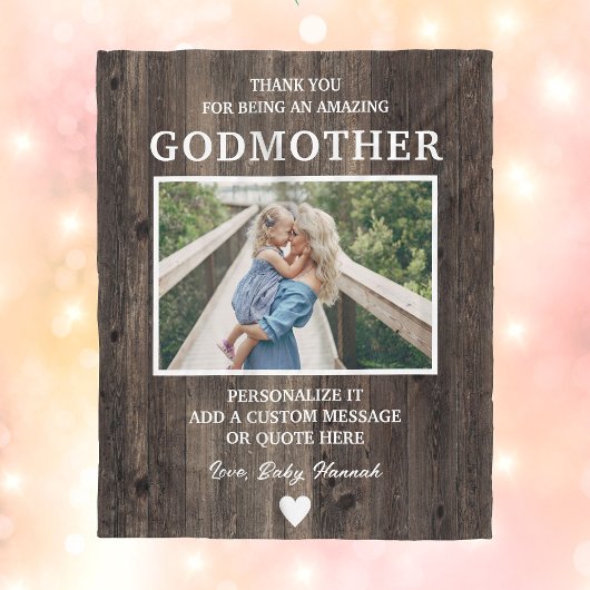 Rustic Wood Godmutter Danke Personalisiert Fleecedecke