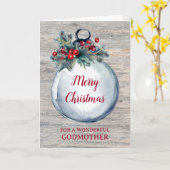 Rustic Wood Godmutter Frohe Weihnachten Karte (Gelbe Blume)