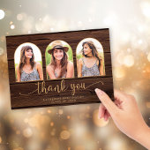 Rustic Wood Gold Arch 3 Foto Abschluss Dankeskarte