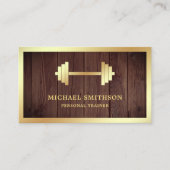 Rustic Wood Gold Dumbell Fitness Personal Trainer Visitenkarte (Vorderseite)