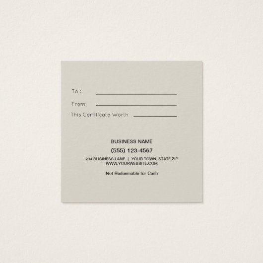 Rustic Wood Gold Geschenkgutschein (Rückseite)