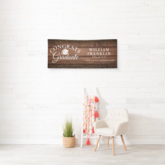 Rustic Wood Gold Glitzer Moderner Abschluss Banner (Insitu)