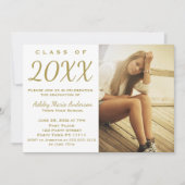 Rustic Wood Gold Graduation Party Foto Einladung (Vorderseite)