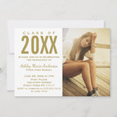 Rustic Wood Gold Graduation Party mit Foto Einladung (Vorderseite)