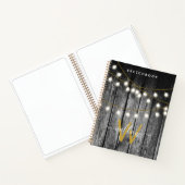 Rustic Wood Gold String Lights Monogram Sketchbook Notizblock (Innenseite)
