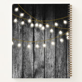 Rustic Wood Gold String Lights Monogram Sketchbook Notizblock (Rückseite)