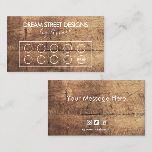 Rustic Wood Grade Custom Loyalty Card Visitenkarte (Vorne/Hinten)