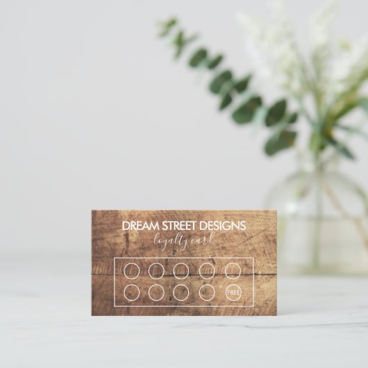 Rustic Wood Grade Custom Loyalty Card Visitenkarte (Stehend Vorderseite)