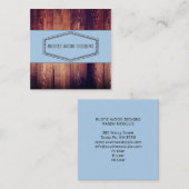 Rustic Wood Grain Blue Gray Monogram Quadratische Visitenkarte (Vorne/Hinten)