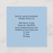 Rustic Wood Grain Blue Gray Monogram Quadratische Visitenkarte (Rückseite)