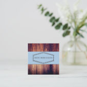 Rustic Wood Grain Blue Gray Monogram Quadratische Visitenkarte (Stehend Vorderseite)