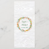 Rustic Wood Grain Blumenzeremonie Menü Menükarte (Rückseite)