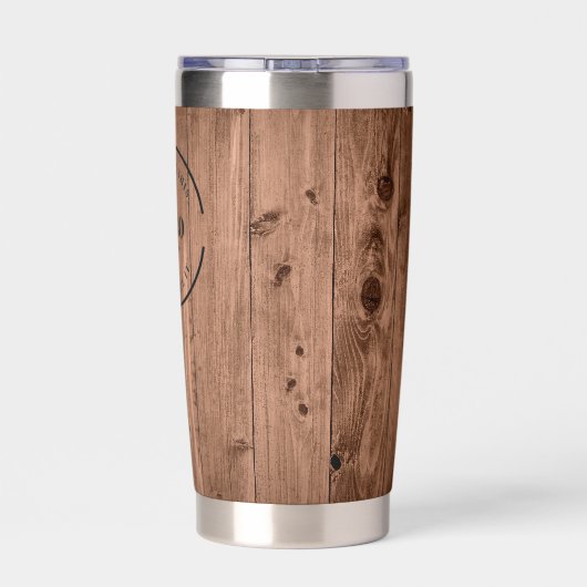 Rustic Wood Grain Branded with logo Website Thermobecher (Rückseite)