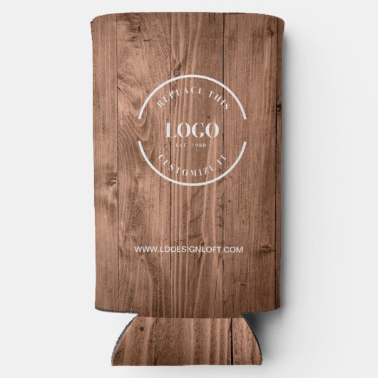 Rustic Wood Grain Custom Logo Personalize Selters Dosenkühler (Rückseite)