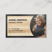 Rustic Wood Grain Fitness Personal Trainer Foto Visitenkarte (Vorderseite)