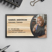 Rustic Wood Grain Fitness Personal Trainer Foto Visitenkarte