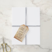 Rustic Wood Grain Monogram Gastgeschenk Hochzeit Geschenkanhänger (Mit Garn)