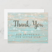 Rustic Wood Grain String Stars Vielen Dank Postkarte (Vorne/Hinten)