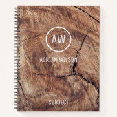 Rustic Wood Grain Texture Monogram Notebook Notizblock (Vorderseite)