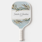 Rustic Wood Grain Wedelname Date Custom Pickleball Schläger (Vorderseite)