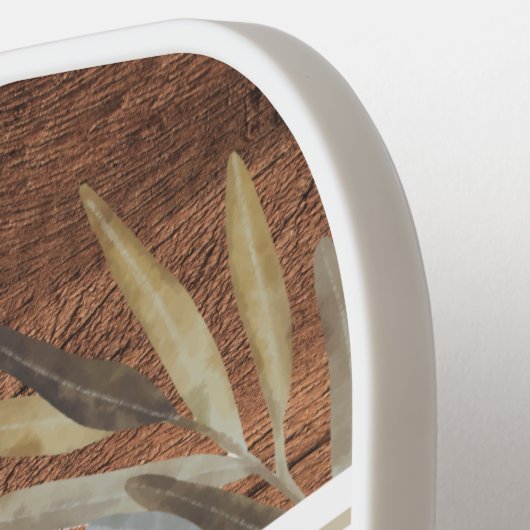 Rustic Wood Grain Wedelname Date Custom Pickleball Schläger (Linke Seite)