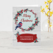 Rustic Wood Grandniece Frohe Weihnachten Karte (Gelbe Blume)