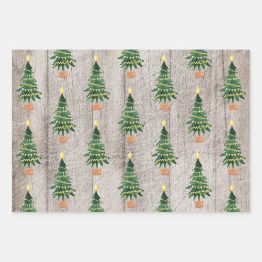 Rustic Wood Green Gold Polka Dots Stripe Geschenkpapier Set (Vorderseite)