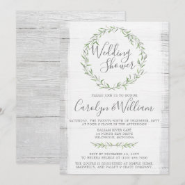 Rustic Wood Green Kranz Polterabend Einladung