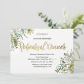 Rustic Wood Green Leaf Gold Probe Dinner Einladung (Stehend Vorderseite)