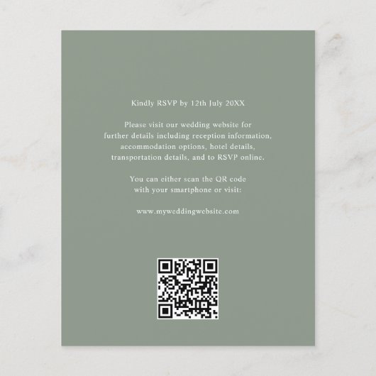 Rustic Wood Greenery QR Code Wedding Cheap Flyer (Hinten)