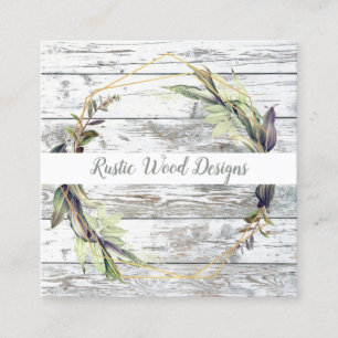 Rustic Wood Greenery Square Business Card Quadratische Visitenkarte