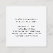 Rustic Wood Greenery Square Business Card Quadratische Visitenkarte (Rückseite)