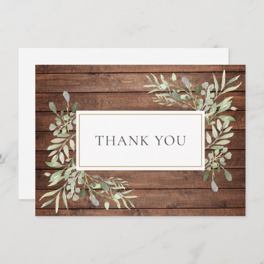 Rustic Wood Greenery Vielen Dank Dankeskarte (Vorne/Hinten)