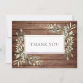 Rustic Wood Greenery Vielen Dank Dankeskarte (Vorderseite)