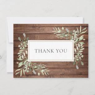 Rustic Wood Greenery Vielen Dank Dankeskarte