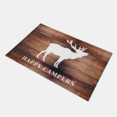 Rustic Wood Happy Campers Fußmatte (Schrägansicht)