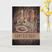 Rustic Wood Happy Geburtstag 40. Karte (Gelbe Blume)