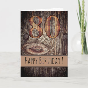 Rustic Wood Happy Geburtstag 80. Karte