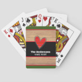 Rustic Wood Heart Familienname Spielkarten (Rückseite)