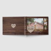 Rustic Wood Heart FOTO Collage Newlyweds Wedding Gästebuch (Voll)