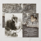 Rustic Wood Heart Foto Hochzeit Jahrestag Einladung (Vorne/Hinten)