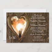 Rustic Wood Heart Foto Wedding Einladung (Vorderseite)