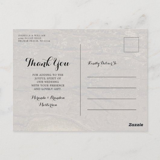 Rustic Wood Heart Foto Wedding Vielen Dank Postkarte (Rückseite)