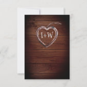 Rustic Wood Heart Wedding Foto Einladung (Rückseite)
