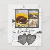 Rustic Wood Hearts Aspen 3 Foto Collage Wedding T Dankeskarte (Vorderseite)