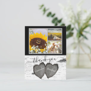 Rustic Wood Hearts Aspen 3 Foto Collage Wedding T Dankeskarte