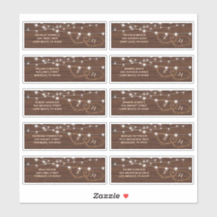 Rustic Wood Hearts Name and Address Wedding Label